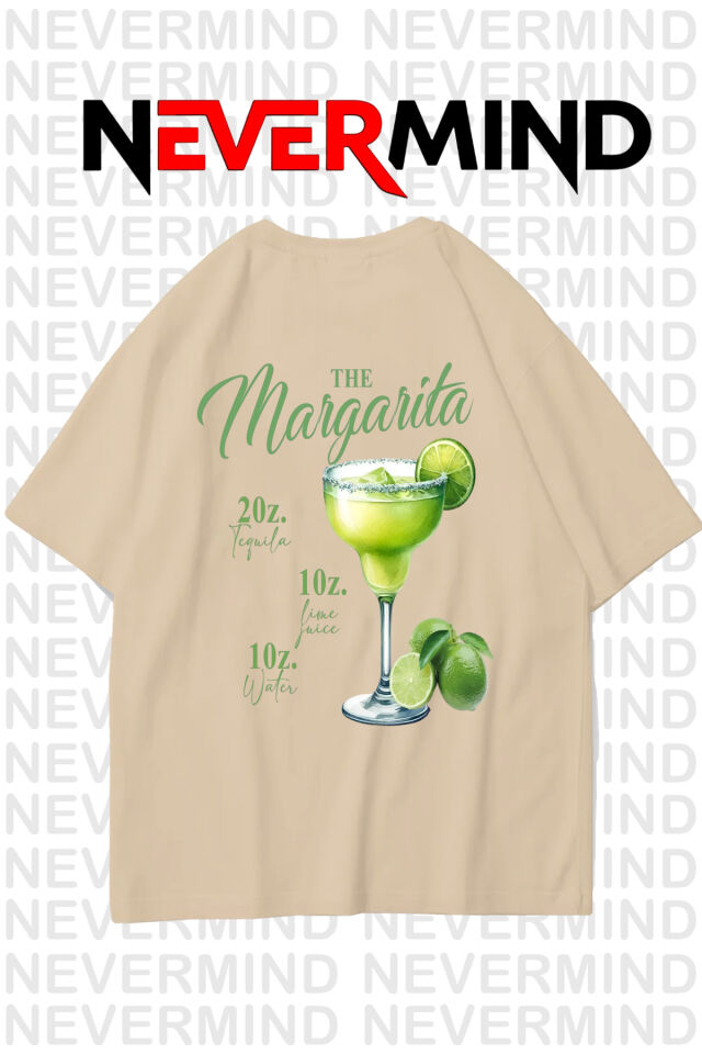 GLANZIA The Margarita Baskılı Oversize Tişört - %100 Pamuk Unisex